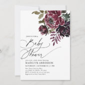 Gothic Floral Halloween Babydusche Einladung (Vorderseite)