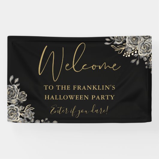 Gothic Floral Halloween-Party Willkommen Banner (Horizontal)