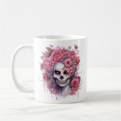 Gothic Floral Halloween Pink Skull Witch Girly Kaffeetasse (Links)