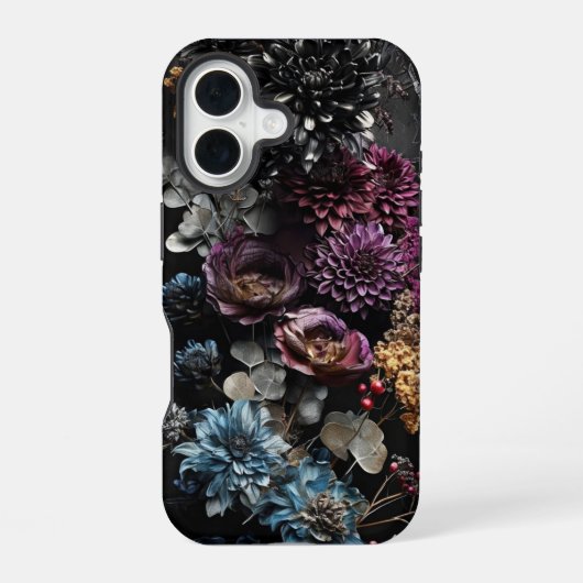 Gothic Floral iPhone 16 Hülle (Rückseite)
