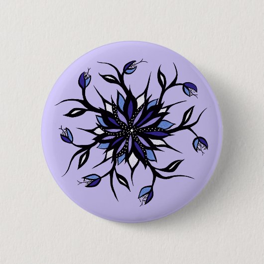Gothic Floral Mandala Monster und Zähne Button (Vorderseite)