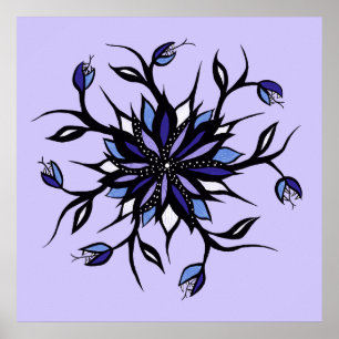 Gothic Floral Mandala Monster und Zähne Poster