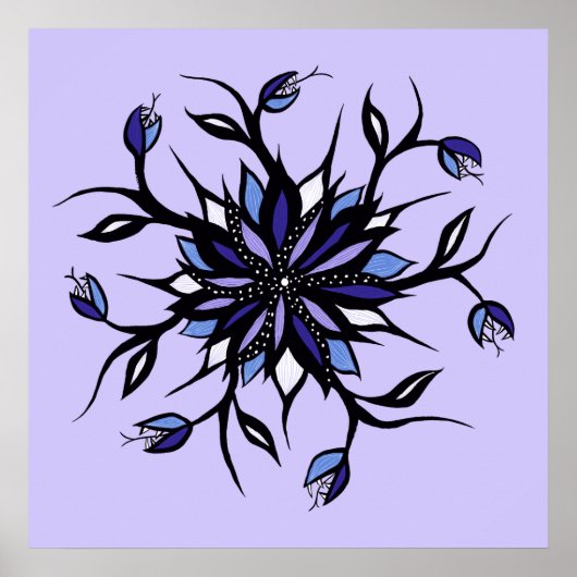 Gothic Floral Mandala Monster und Zähne Poster (Vorne)