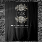 Gothic Floral Monogram Weddrop Wandteppich