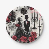 Gothic Floral Paper Plate - Halloween, Hochzeit Pappteller (Vorderseite)