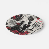 Gothic Floral Paper Plate - Halloween, Hochzeit Pappteller (Schrägansicht)
