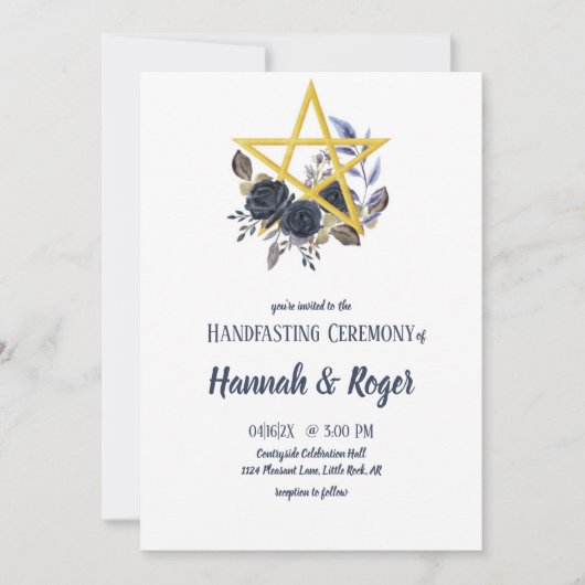 Gothic Floral Pentagramm Pagan Handfasting Einladu Einladung (Vorderseite)