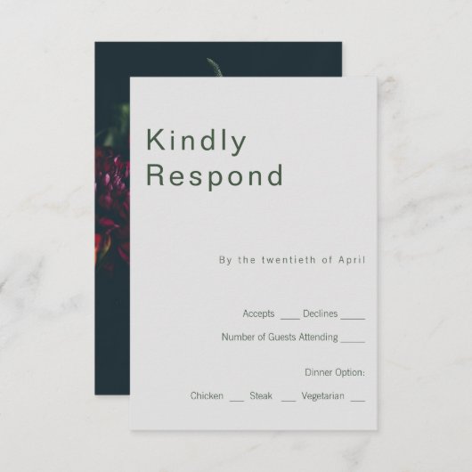 Gothic Floral Response Card RSVP Karte (Vorne/Hinten)