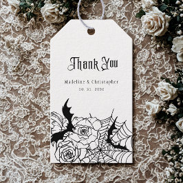 Gothic Floral Rose Bat Spiderweb Wedding Geschenkanhänger