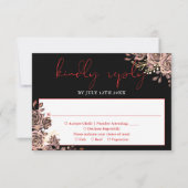 Gothic Floral Rose Schwarz und Rot Hochzeit RSVP Karte (Vorderseite)