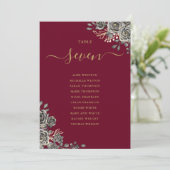 Gothic Floral Rose Sitzplan Tischnummer (Stehend Vorderseite)