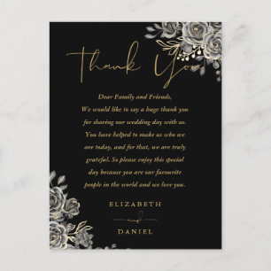 Gothic Floral Rosen Danke Hochzeitsplatzkarte Postkarte