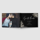 Gothic Floral Roses Black And White Photo Wedding Gästebuch (Voll)