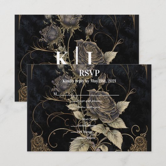 Gothic Floral RSVP Karte (Vorne/Hinten)