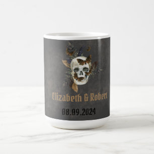Gothic Floral Schädel Schmetterlinge Hochzeit  Kaffeetasse