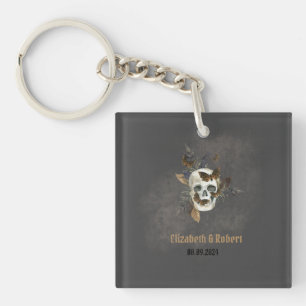 Gothic Floral Schädel Schmetterlinge Hochzeit Schlüsselanhänger