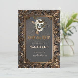 Gothic Floral-Schädel Vintage-Rahmen Save The Date