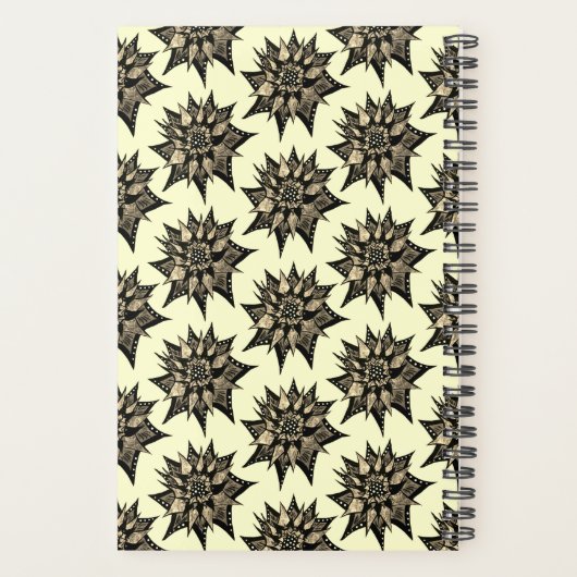 Gothic Floral Sepia Spiked Blume Muster Planer (Rückseite)