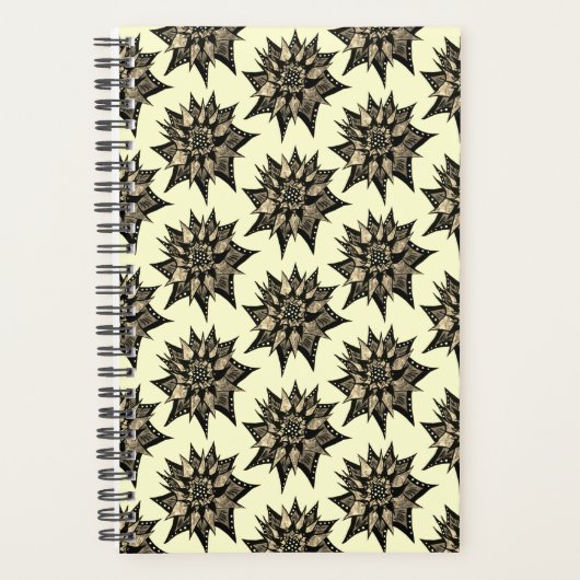 Gothic Floral Sepia Spiked Blume Muster Planer (Vorderseite)