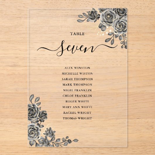 Gothic Floral Sitzplan Akryllische Tischnummer (Vorderseite)