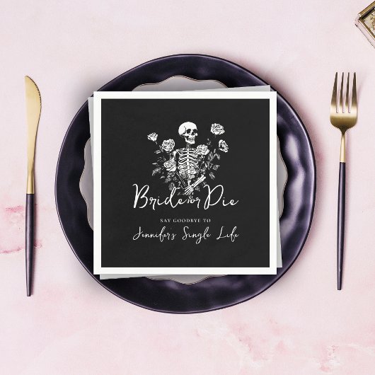 Gothic Floral Skeleton Bachelorette Party  Serviette