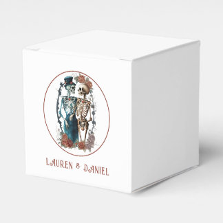 Gothic Floral Skeleton Lovers Names Wedding Geschenkschachtel