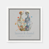 Gothic Floral Skelettnamen Datum Hochzeit Serviette (Vorderseite)