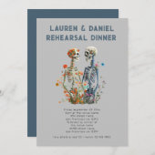 Gothic Floral Skeletts Hochzeitessen Probe Einladung (Vorne/Hinten)