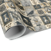 Gothic Floral Skull and Raven Pattern Geschenkpapier (Rolleneckpunkt)