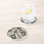 Gothic Floral Skull and Raven Pattern Getränkeuntersetzer (Seite)