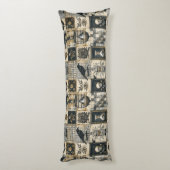 Gothic Floral Skull and Raven Pattern Seitenschläferkissen (Rückseite (Vertikal))