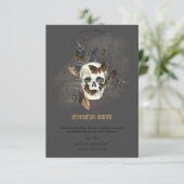 Gothic Floral Skull Butterfells Probe Dinner Einladung (Stehend Vorderseite)