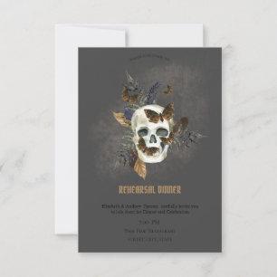 Gothic Floral Skull Butterfells Probe Dinner Einladung