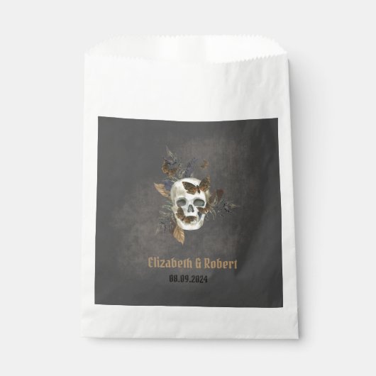 Gothic Floral Skull Butterflies Hochzeit Geschenktütchen (Vorderseite)