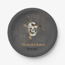 Gothic Floral Skull Butterflies Hochzeit