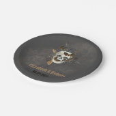 Gothic Floral Skull Butterflies Hochzeit Pappteller (Schrägansicht)