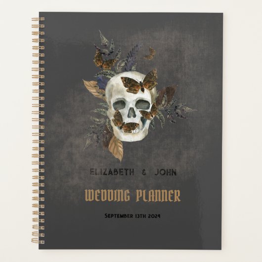 Gothic Floral Skull Butterflies Hochzeit Planer (Vorderseite)
