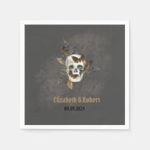 Gothic Floral Skull Butterflies Hochzeit