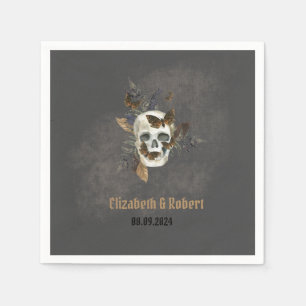Gothic Floral Skull Butterflies Hochzeit Serviette