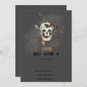 Gothic Floral Skull Butterflies Wedding RSVP Einladung (Vorne/Hinten)