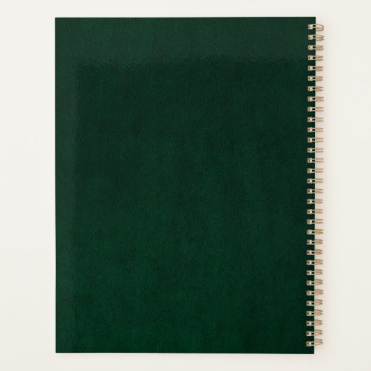 Gothic Floral Skull Custom Monogram & Name Green Planer (Rückseite)