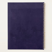 Gothic Floral Skull Dark Blue Custom Monogram Name Planer (Rückseite)