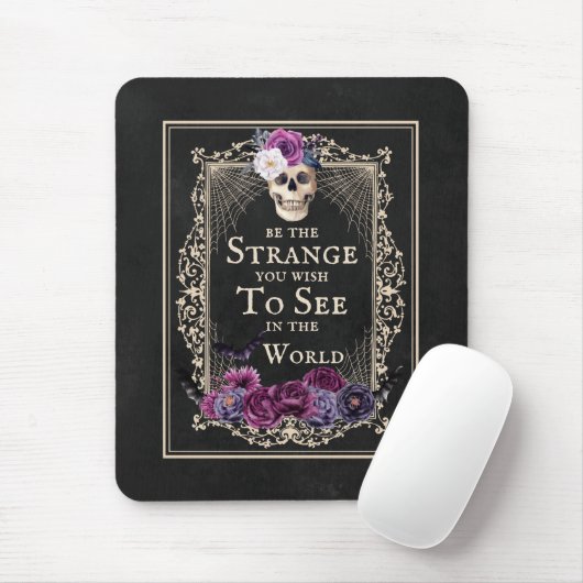 Gothic Floral Skull Fledermäuse Funny Zitat Schwar Mousepad (Mit Mouse)