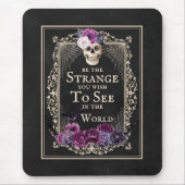 Gothic Floral Skull Fledermäuse Funny Zitat Schwar Mousepad (Vorne)