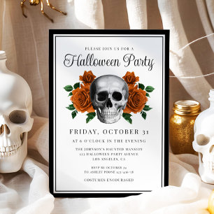 Gothic Floral Skull Halloween Einladung