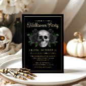 Gothic Floral Skull Halloween Gold Folieneinladung