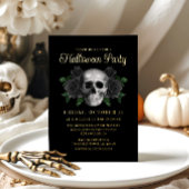 Gothic Floral Skull Halloween Gold Folieneinladung