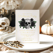 Gothic Floral Skull Halloween Gold Folieneinladung