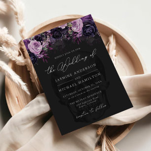 Gothic Floral Skull Halloween Hochzeit Einladung