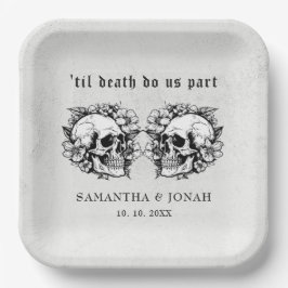 Gothic Floral Skull Halloween Hochzeit Pappteller